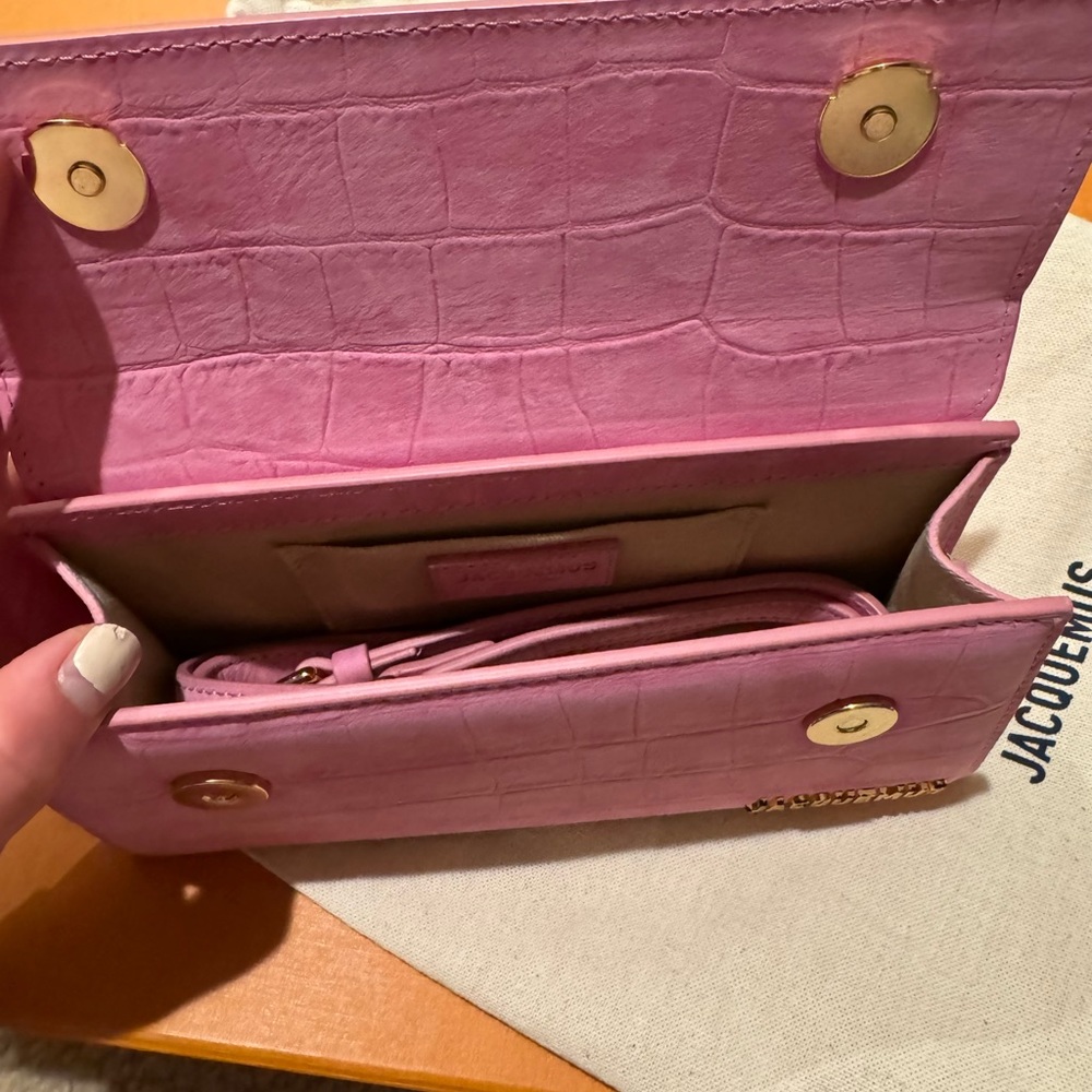 Jacquemus Le chiquito long pink suede croc crossbody - Picture 3 of 5